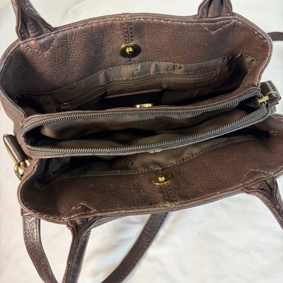 Fossil Classic Genuine Leather Satchel Crossbody Bag Brown - Picture 6 of 14